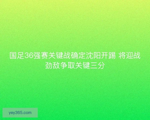 国足36强赛关键战确定沈阳开踢 将迎战劲敌争取关键三分