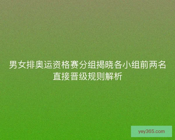男女排奥运资格赛分组揭晓各小组前两名直接晋级规则解析