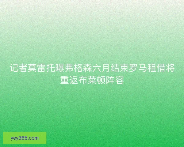记者莫雷托曝弗格森六月结束罗马租借将重返布莱顿阵容