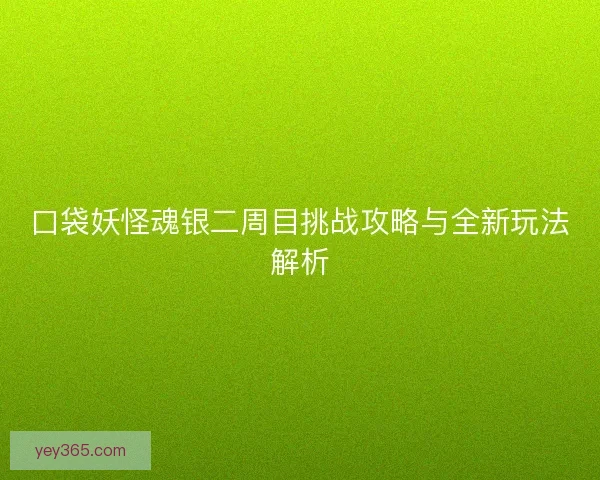 口袋妖怪魂银二周目挑战攻略与全新玩法解析