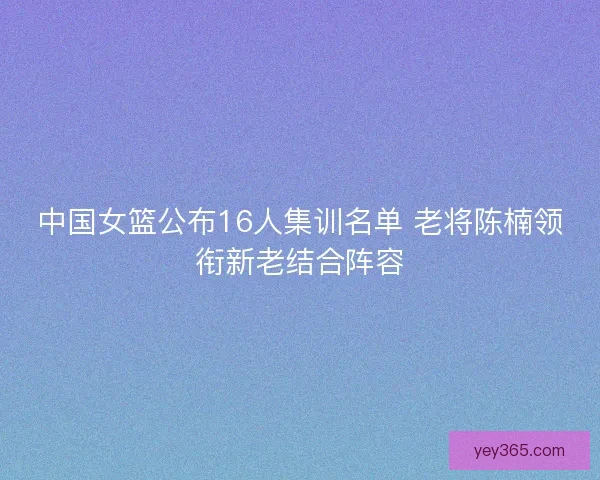 中国女篮公布16人集训名单 老将陈楠领衔新老结合阵容